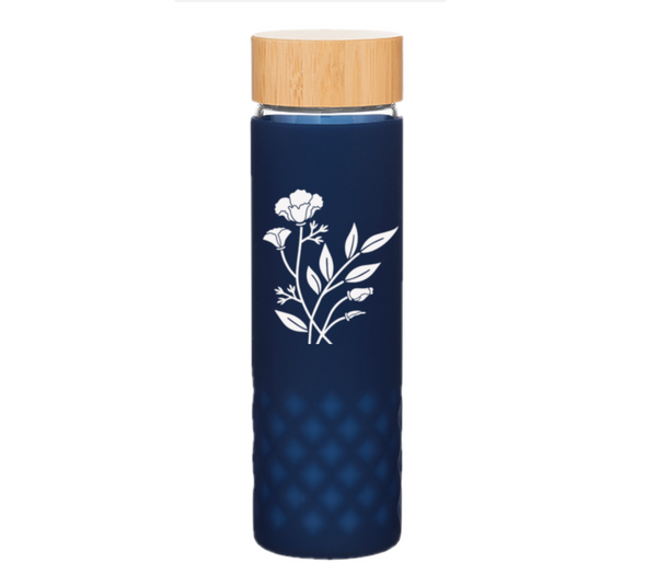 Custom Logo Navy Glass Water Bottle